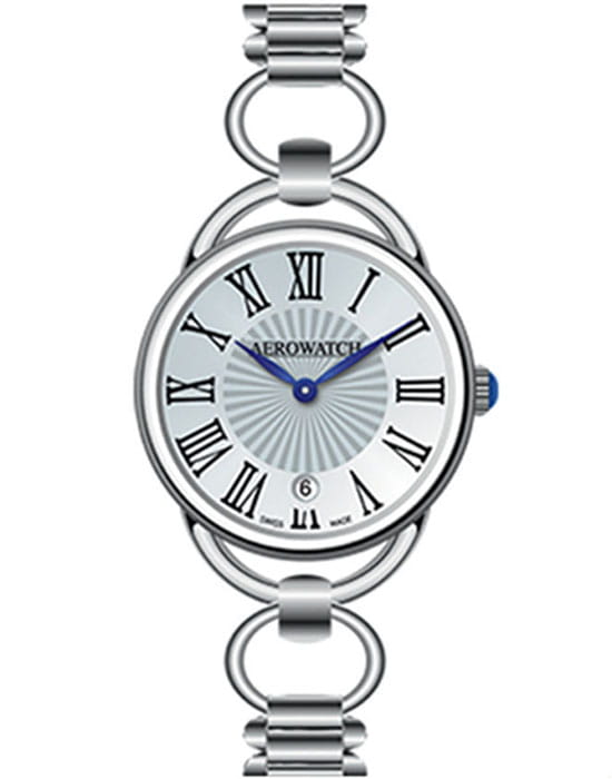 Aerowatch Aerowatch 07977 AA01 M  07977 AA01 M кварцевые женские часы серебристый циферблат, браслет нержавеющая сталь — вид спереди